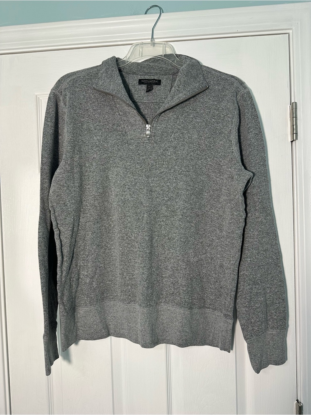 Banana Republic Men's Heather Gray Quarter-Zip Sweater